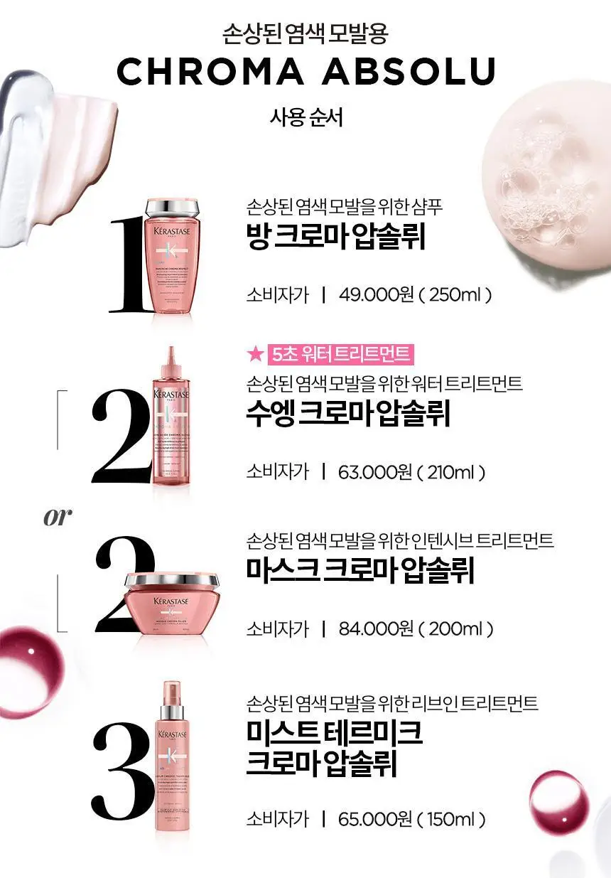 [염색모 케어] 케라스타즈 크로마 압솔뤼 테르미크 노워시 트리트먼트 150ml 상세페이지 12